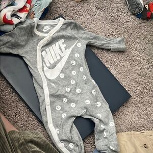 Nike Gray and White Footies One Piece